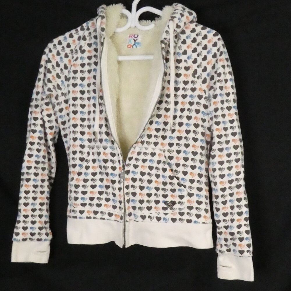 Y2K - Vintage - Roxy | medium | Heart & Logo Patterned  Zip-Up Hoodie - Picture 3 of 16
